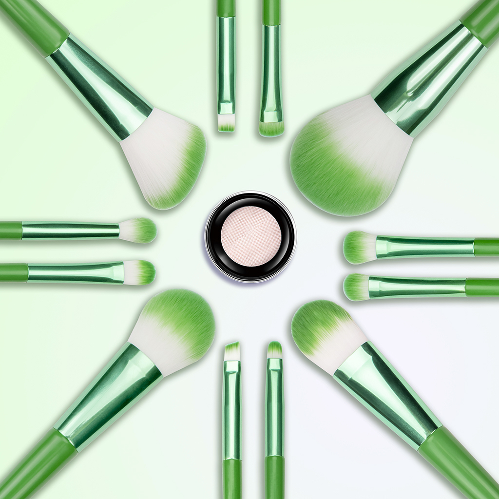 makeup brush kit fashionable green